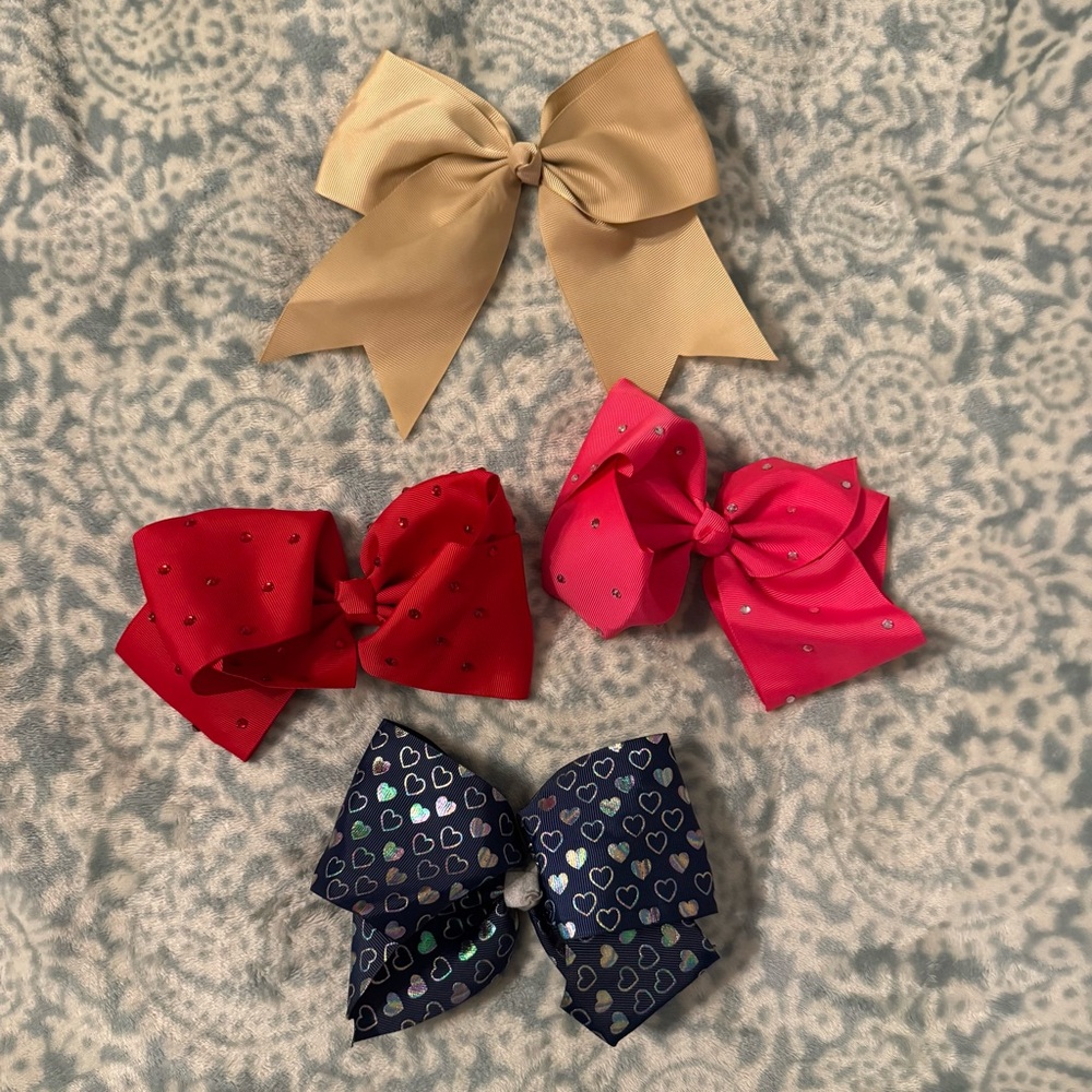 Stylish Kids Bow Set - Red, Pink, Gold, and Blue